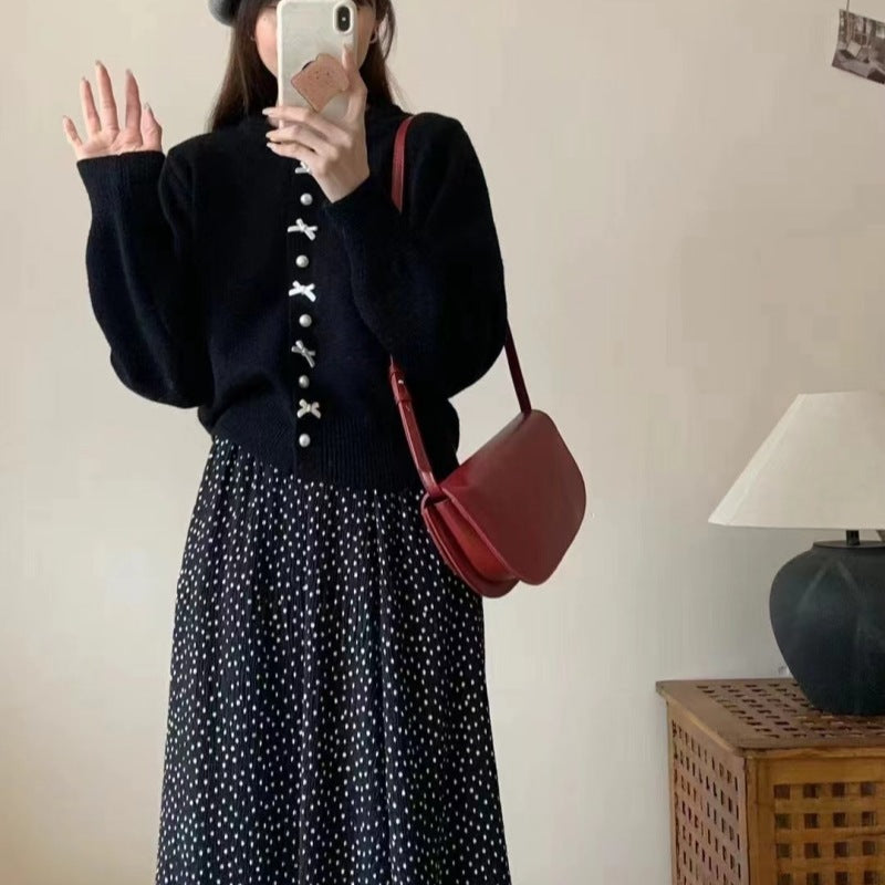 Korean Style Sweet Red Bow Younger Fashion Women's Sweater