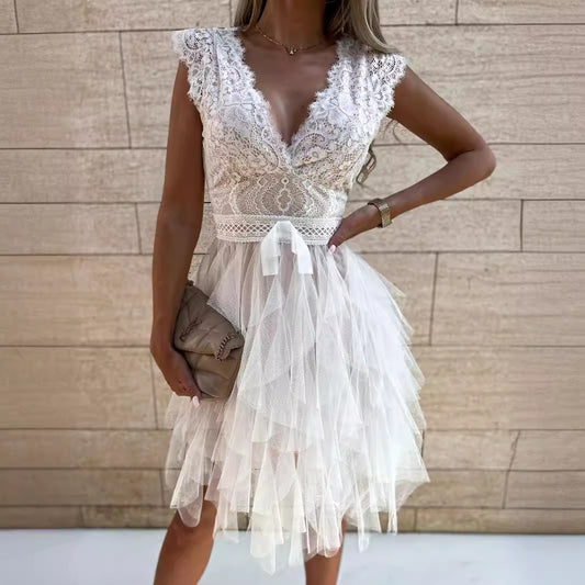 Temperament Sexy Lace Sleeveless Party Dress Dresses