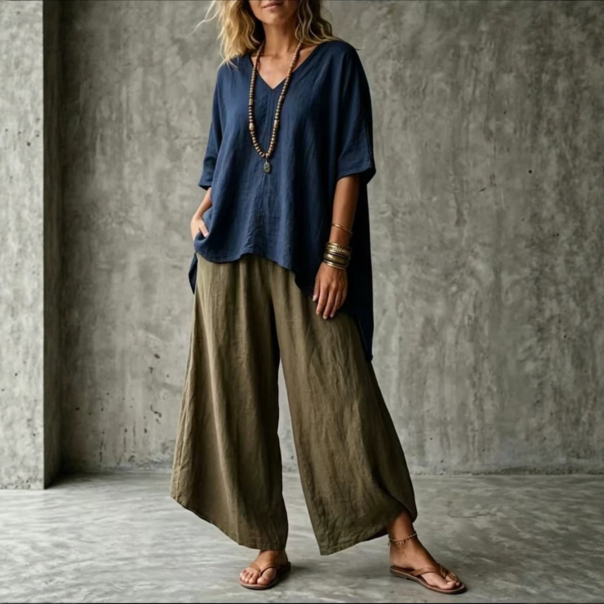 Elegant Stylish Summer Art Loose T-shirt Fashion Casual Suit