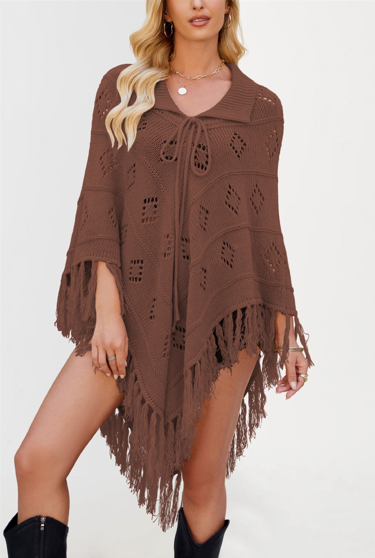 Women's Graceful Fashion Shawl Tassel Knitted Sweaters