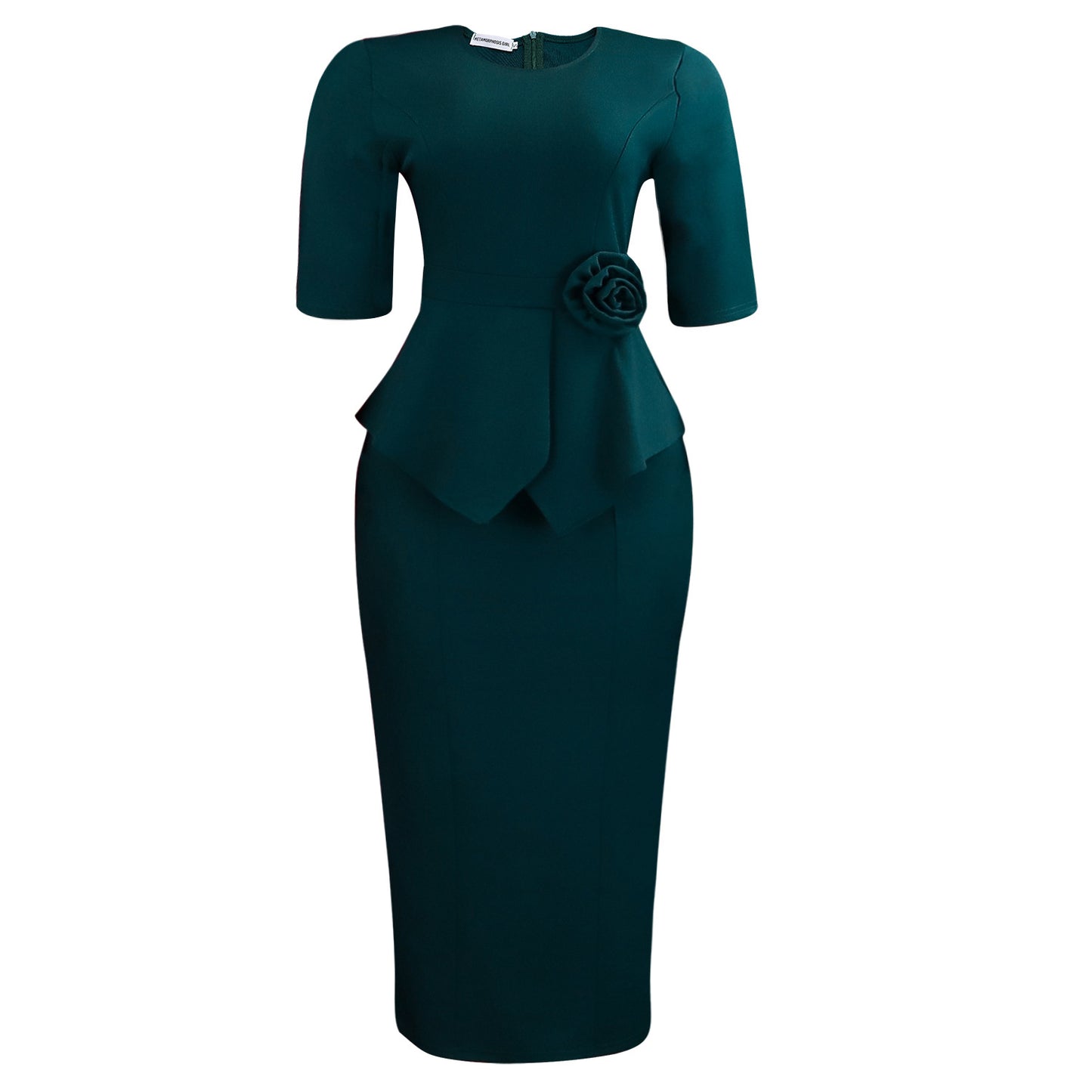 Women's Summer Fashionable Elegant Solid Color Sheath Ruffled Three-dimensional Dress