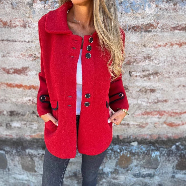 Women's Stylish Lapel Single Breasted Long-sleeved Coats