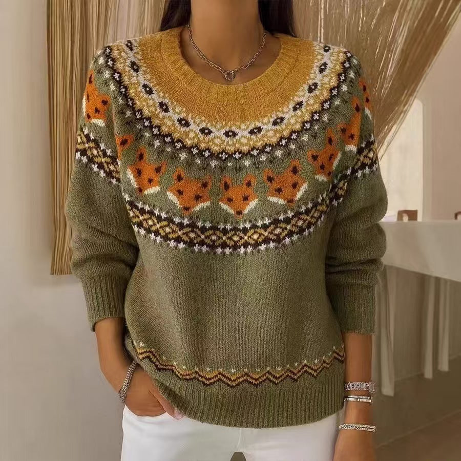 Women's Round Neck Multicolor Loose Fashion Pullover Sweater