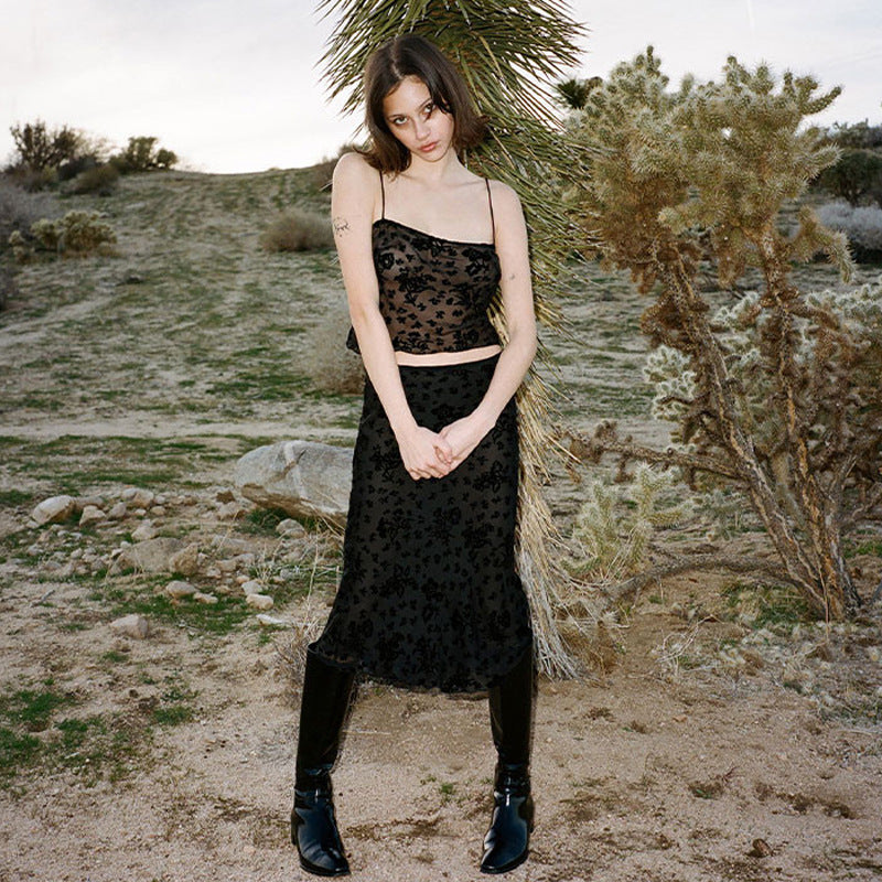 Print Sexy Oblique Cut Elegant French Skirts