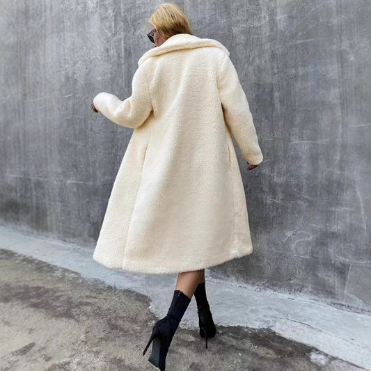 Women's Winter Faux Cashmere Elegant Fashion Double Breasted Lapel Coats