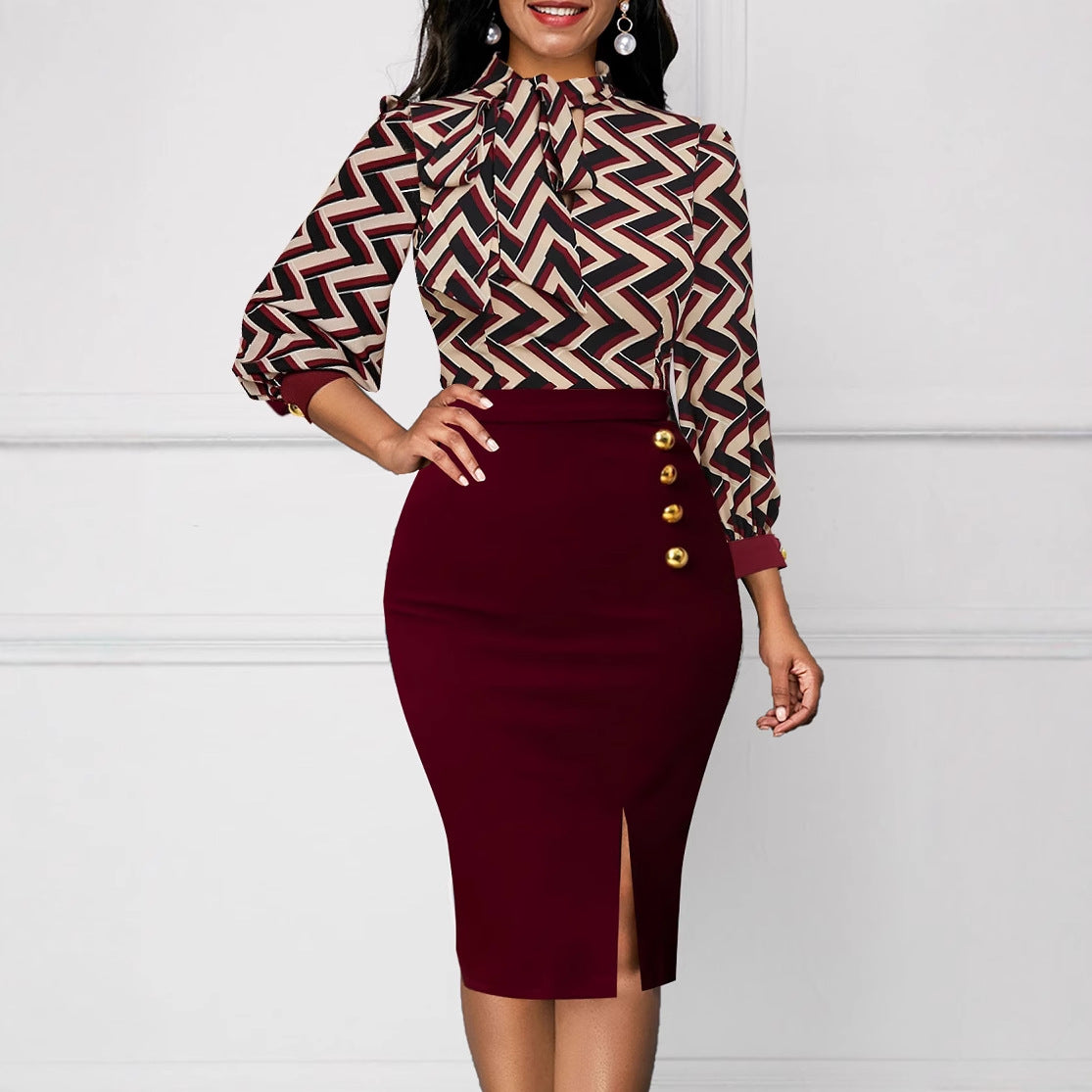 Women's Sexy Fashion Digital Printed Long-sleeved Dress Dresses