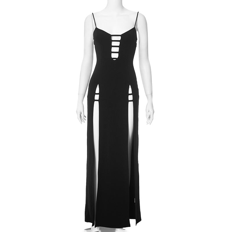 Women's Summer Solid Color Sleeveless Split Slim Dresses