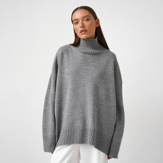 Women's Solid Color Turtleneck Loose Slimming Knitted Sweaters