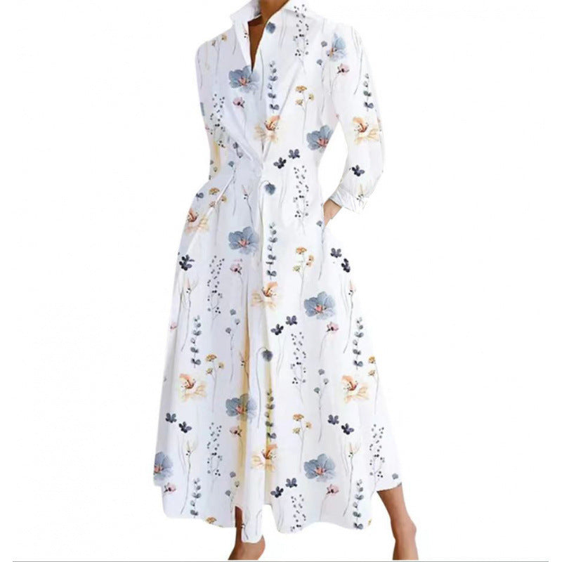 Commuting Fashion Collar Lining Sleeve Loose Dresses