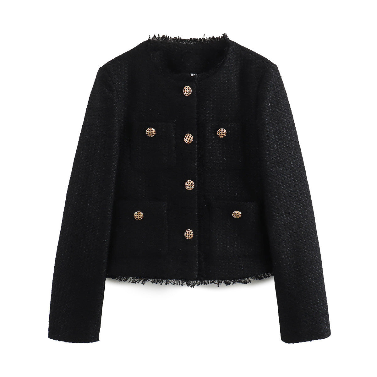 Women's Commute Leisure Round Neck Long Sleeve Single-breasted Burr Coats