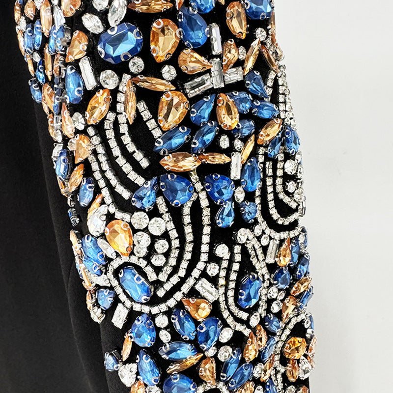 Early Spring Fashion Bead Diamond Long Sleeve Dress
