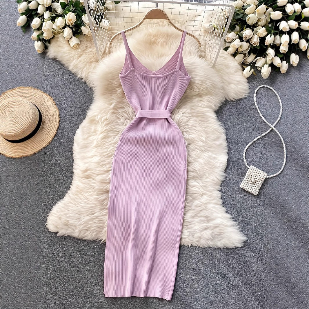 Elegant Casual Waist Slimming Knitted With Dress