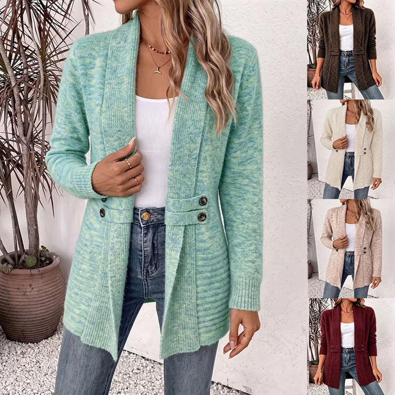 Women's Casual Double-breasted Decorative Band Idle Style Sweaters