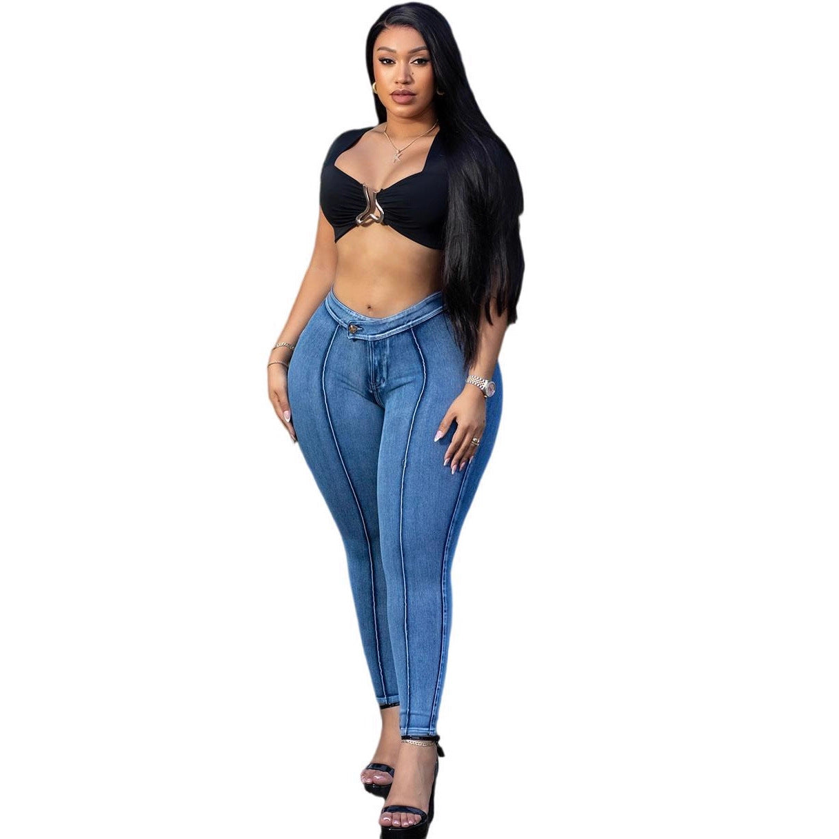 Women's Street Fashion Wash Denim Casual Stretch Jeans