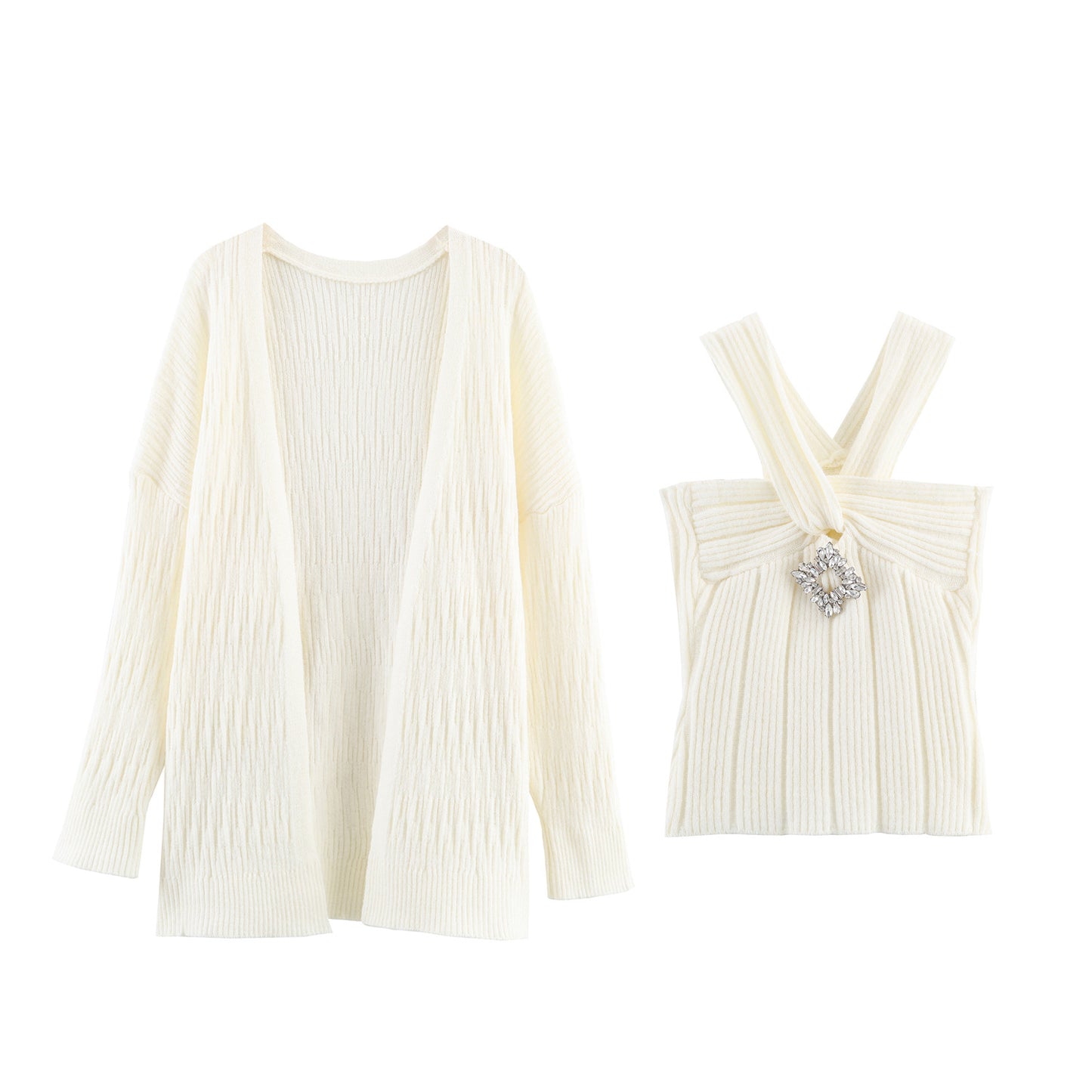 Women's Fashion Casual Style Gentle Knitted Two-piece Suits