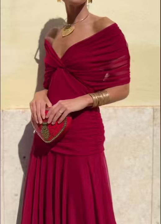 Women's Trendy Chiffon Printed Tube Dress Dresses