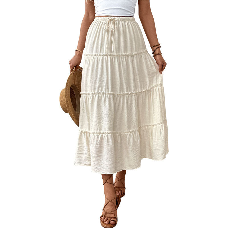 Women's White Fashionable High Waist A- Line Skirts
