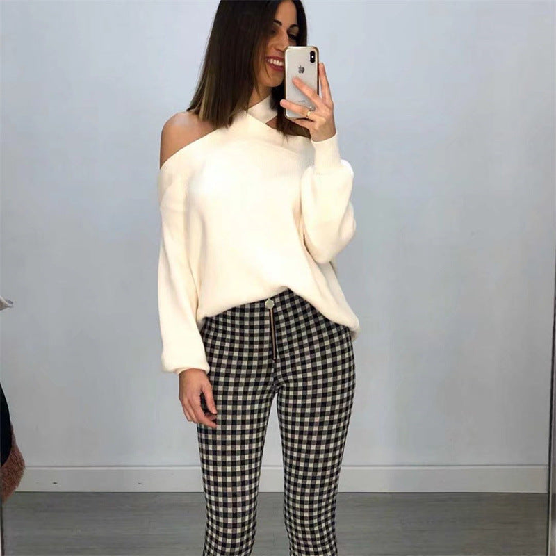 Women's Autumn Design Sense Loose Halter For Knitwear