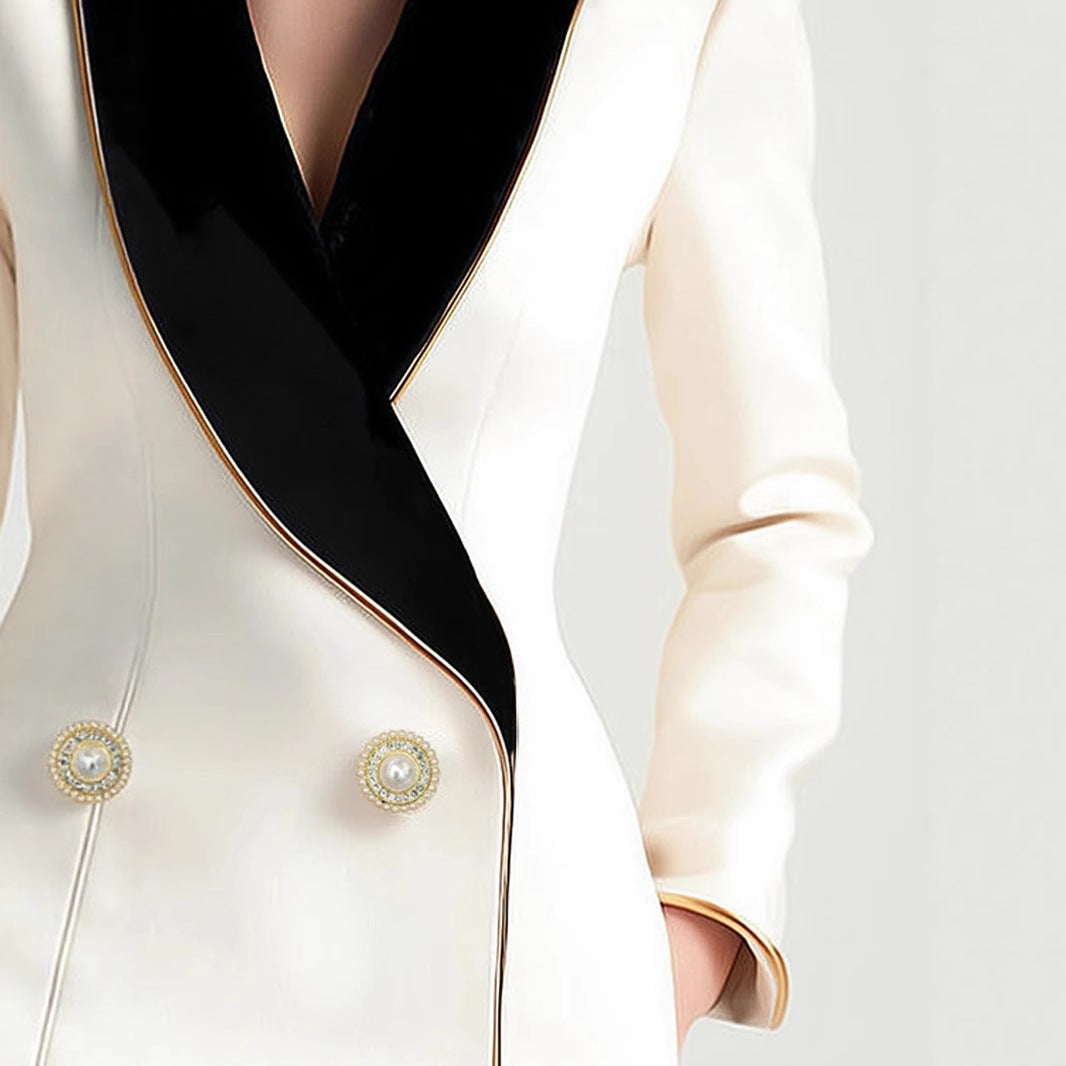 Women's Fashionable Elegant Irregular Gold Edge Pearl Blazers