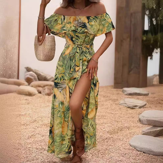 Women's Summer Ruffled Tied Waist Dress For Dresses
