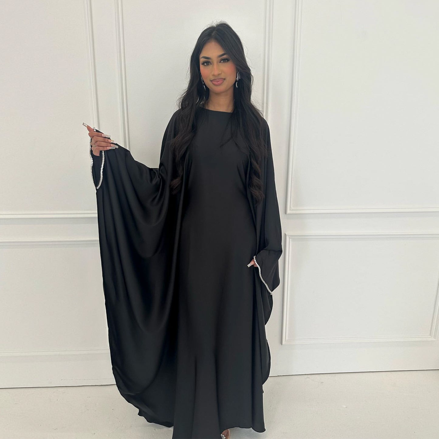 Party Beaded Matte Satin Dress Robe Dresses