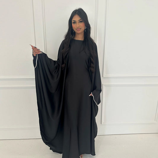 Party Beaded Matte Satin Dress Robe Dresses