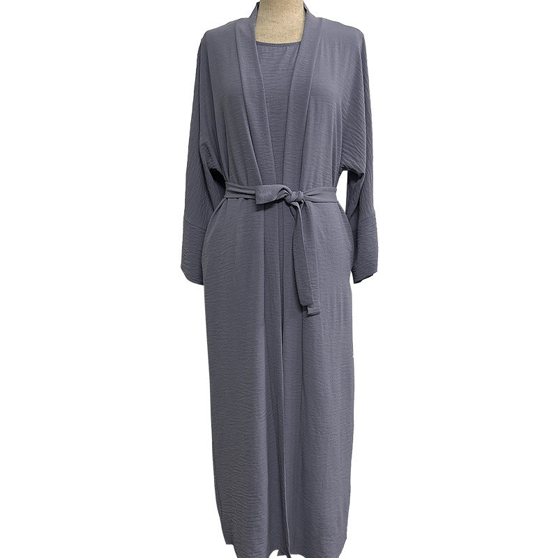 Pattern Elegant Belt Long Sleeve Two-piece Suits