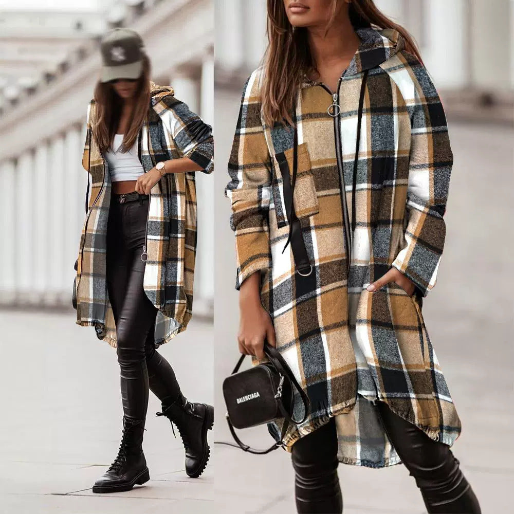 Popular Unique Plaid Long Sleeve Baggy Dresses