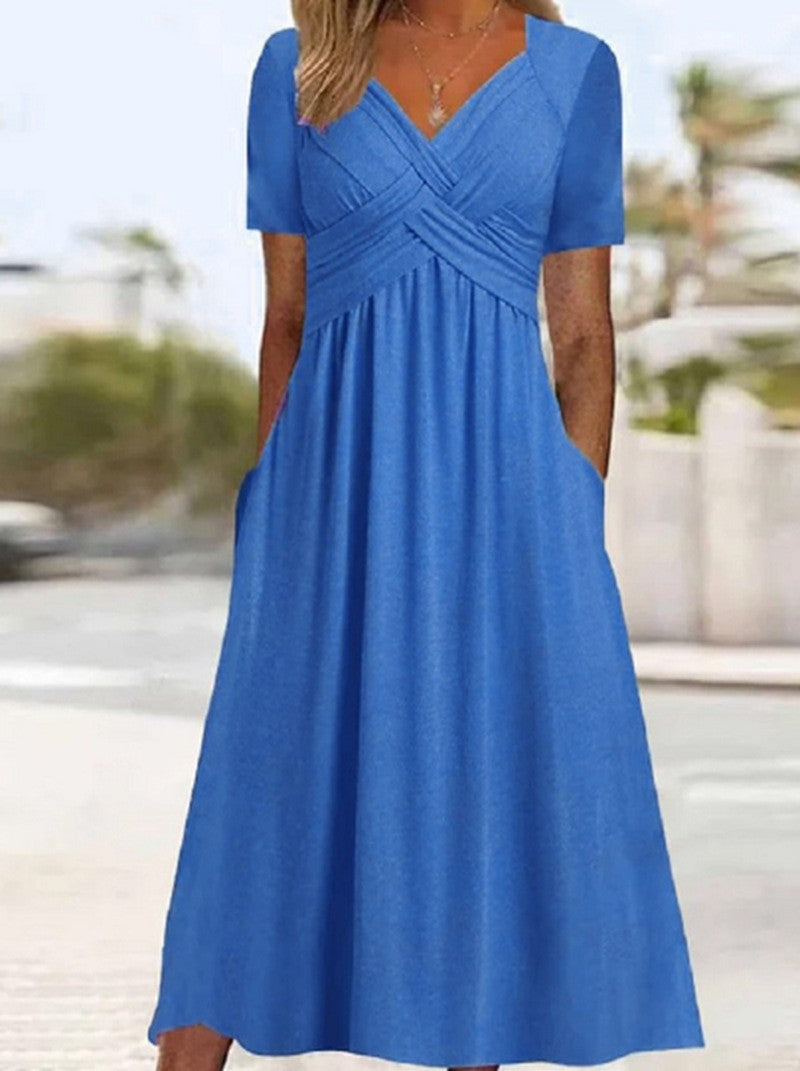 Women's Spring Personality Solid Color Sleeve Pocket Clothing