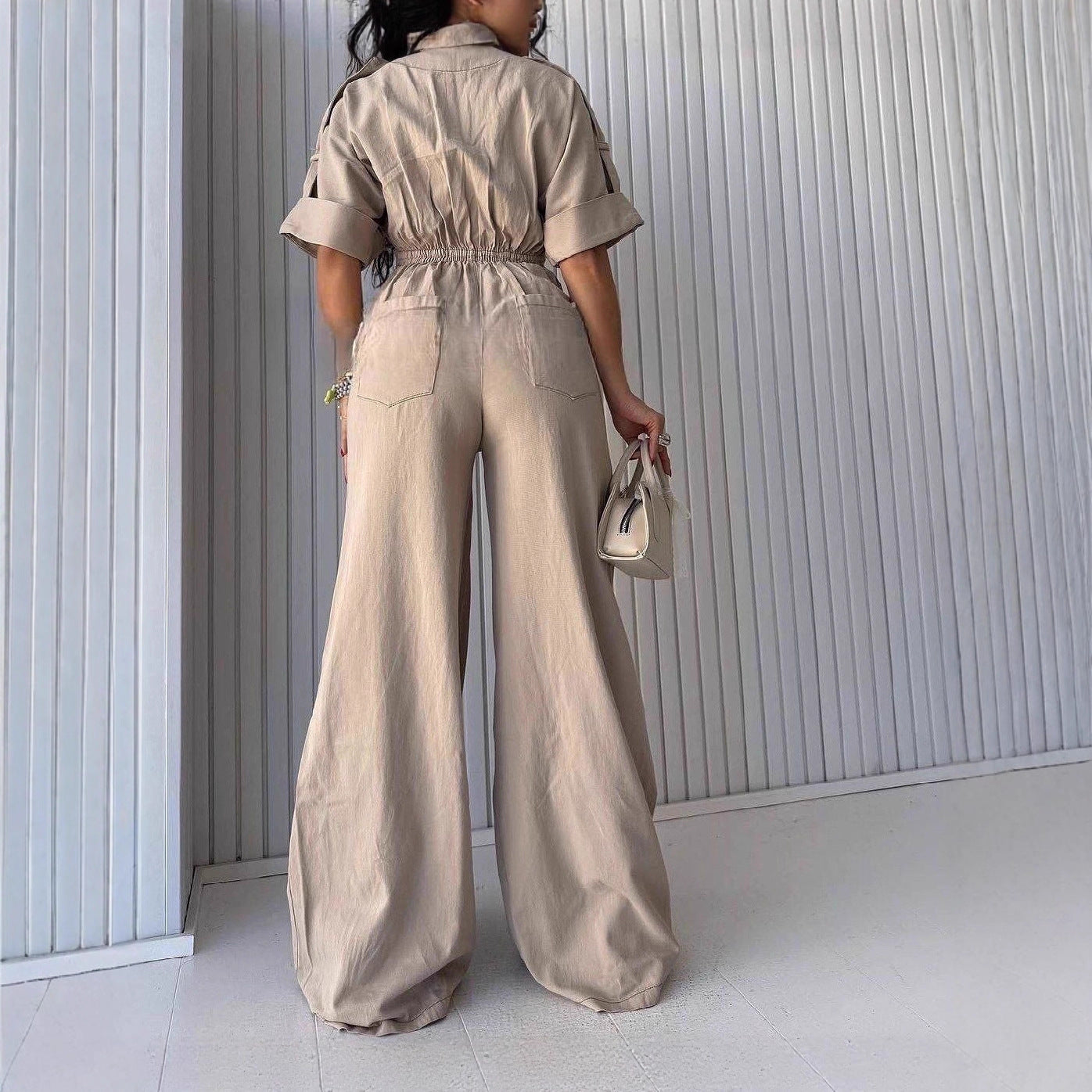Women's Tight Slimming Wide Leg Lapel Overalls Pants