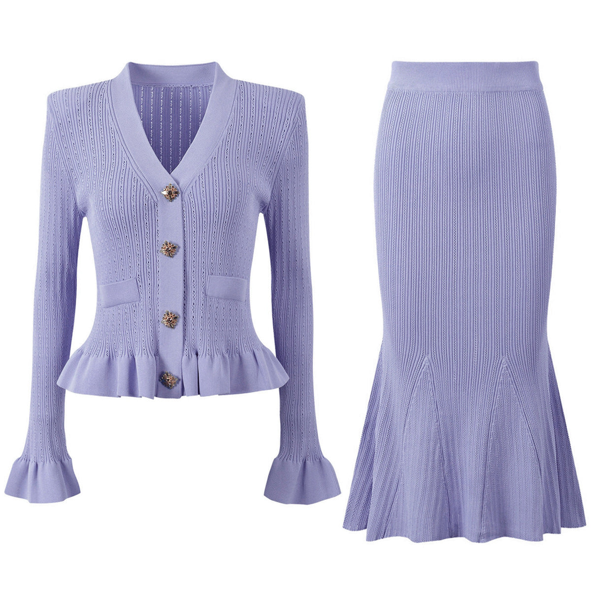 Women's High Version Versatile Fashionable Knitted Tup Fishtail Suits