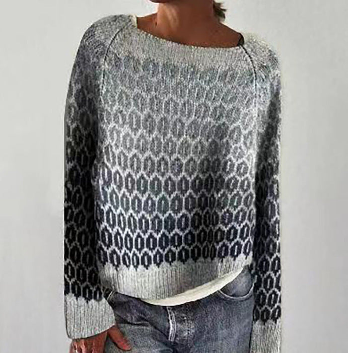 Women's Fashion Round Neck Multicolor Loose Leisure Sweaters