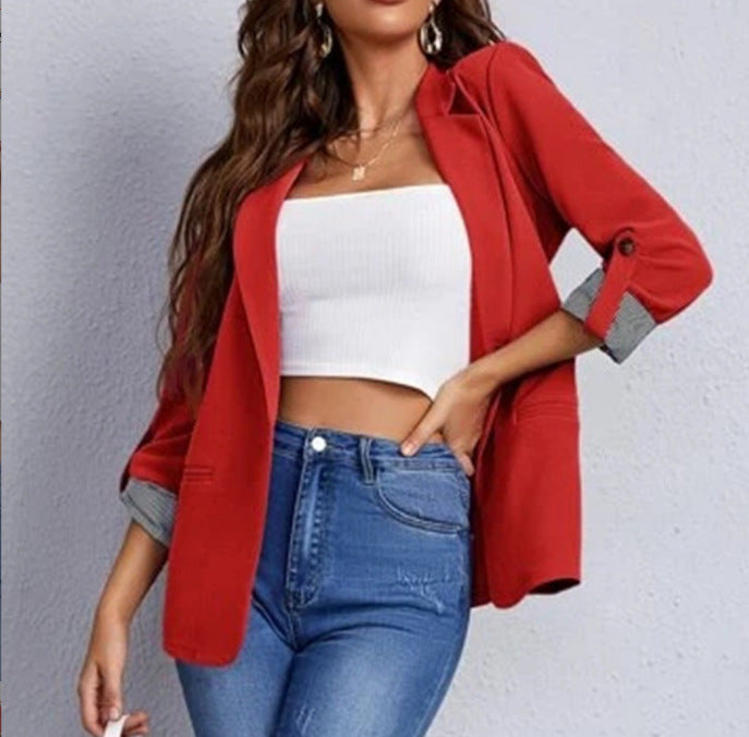Comfortable New Fashion Stitching Lapel Graceful Blazers