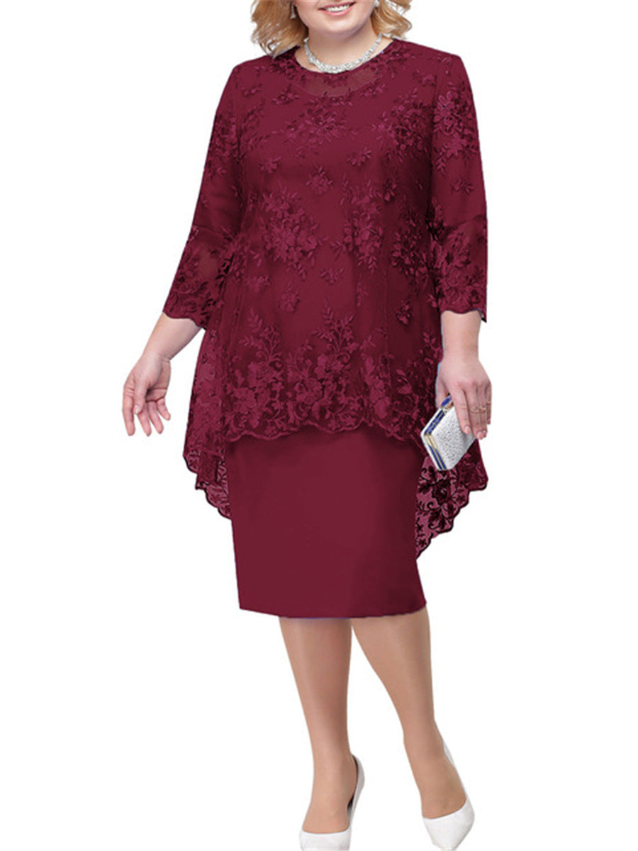 Women's Embroidery Two-piece Set Temperament Commute Slim Dresses