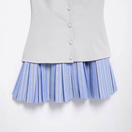 Women's Spring Fashion Sexy Poplin Splicing Sling Dresses