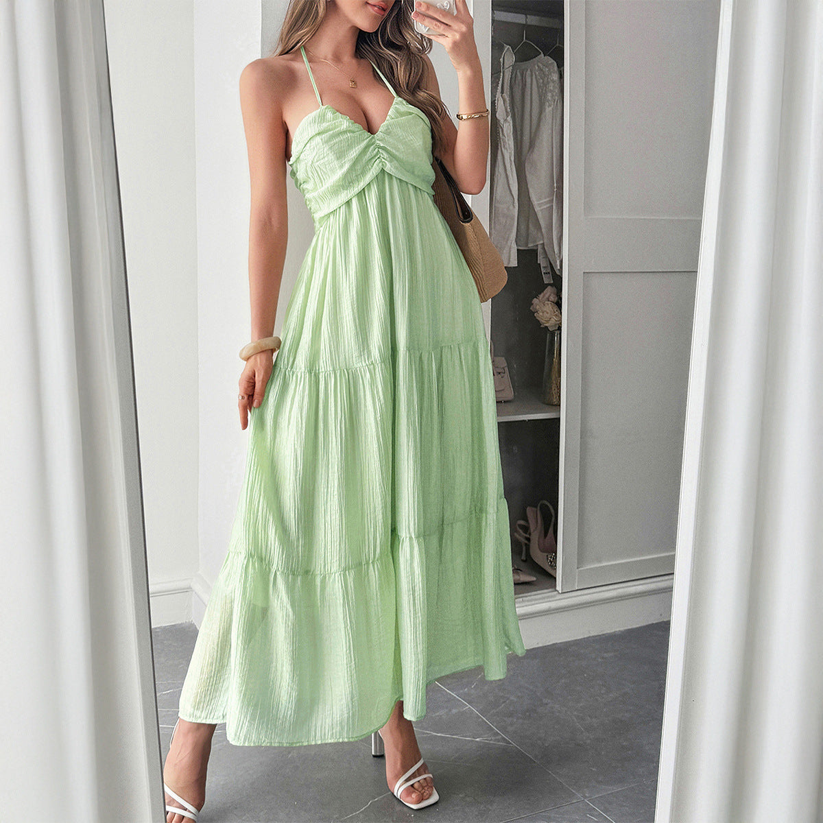 Women's Vacation Style Halter Seaside Atmosphere Maxi Dresses