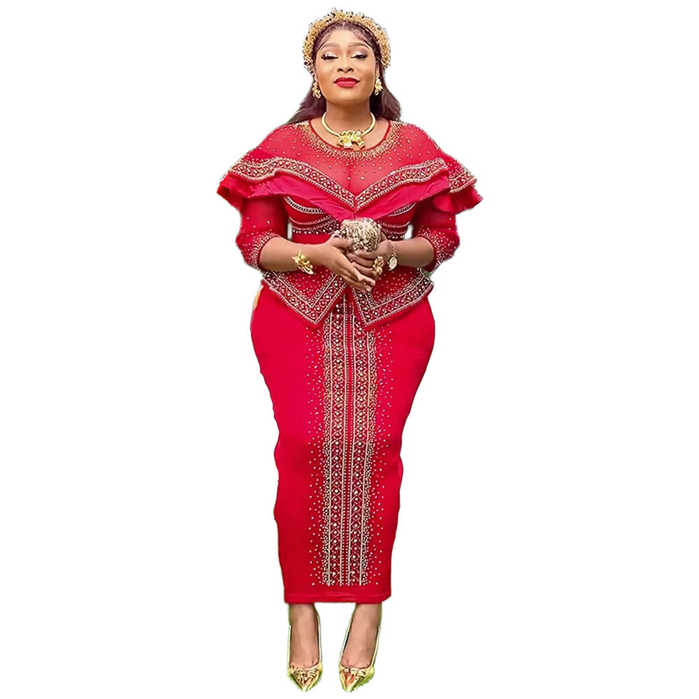 Women's Sexy Hot Rhinestone Beaded Dress African Dresses