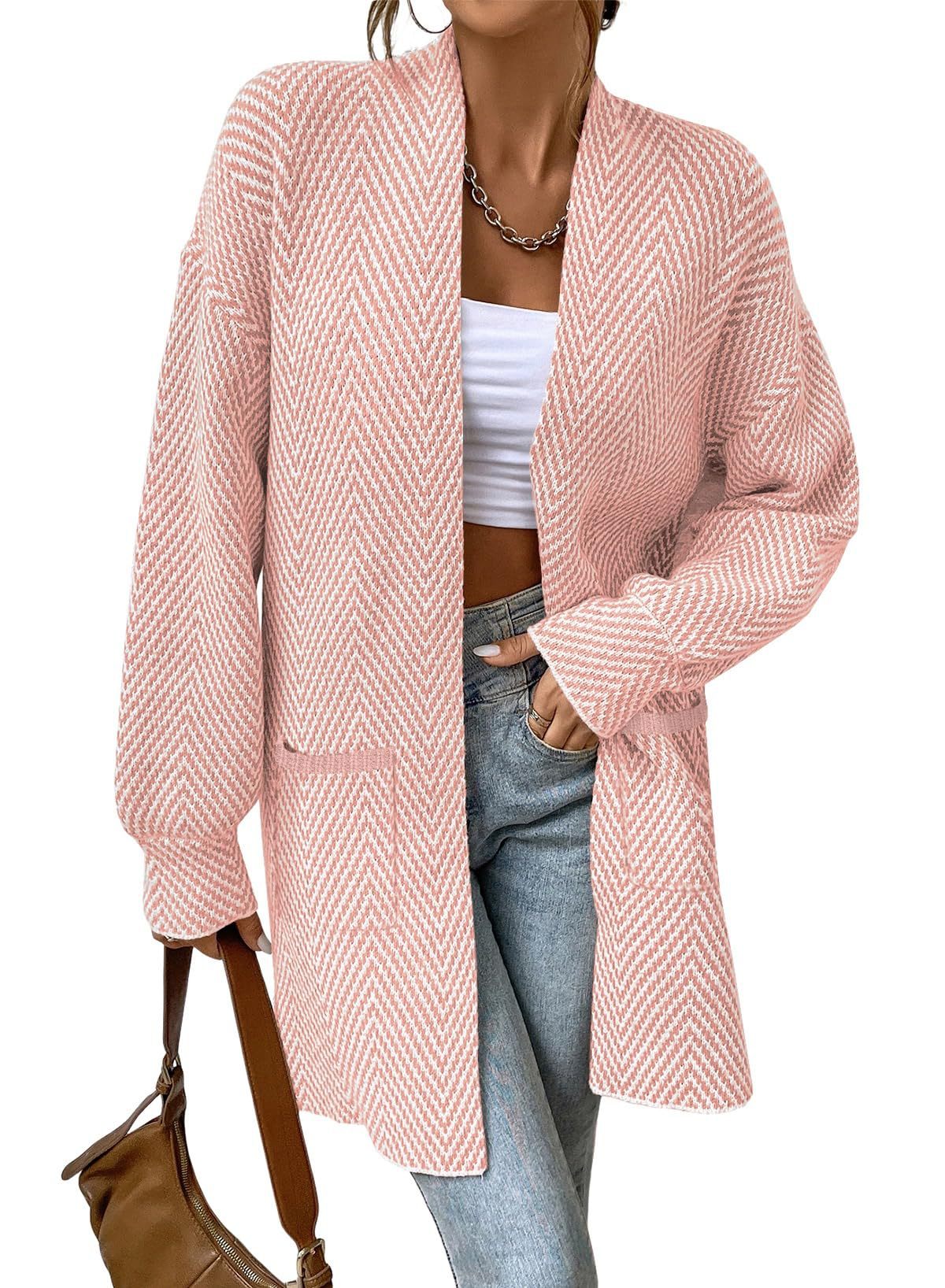 Women's Fashion Long Sleeve Knitted Pocket Shirt Loose Cardigans