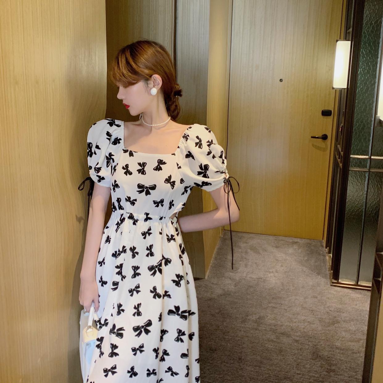 Women's Bow Summer French Style Design Temperament Dress