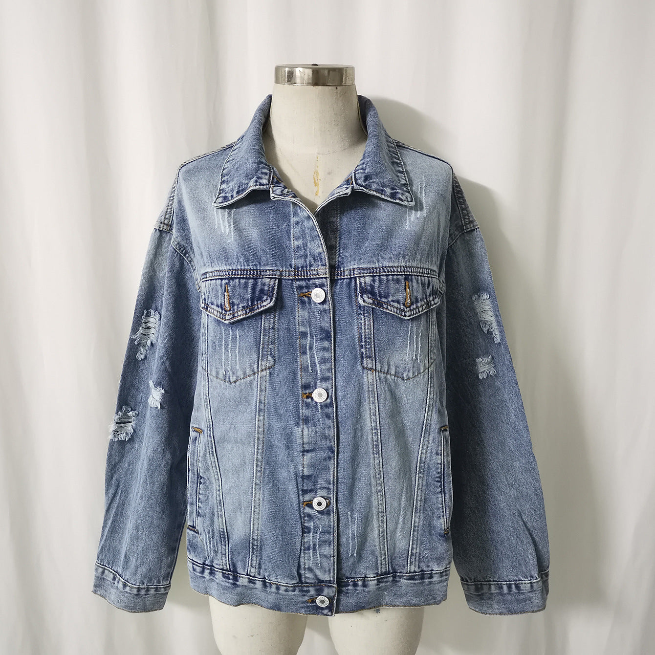 Women's Denim Vintage Fashion Ripped Mid-length Jackets