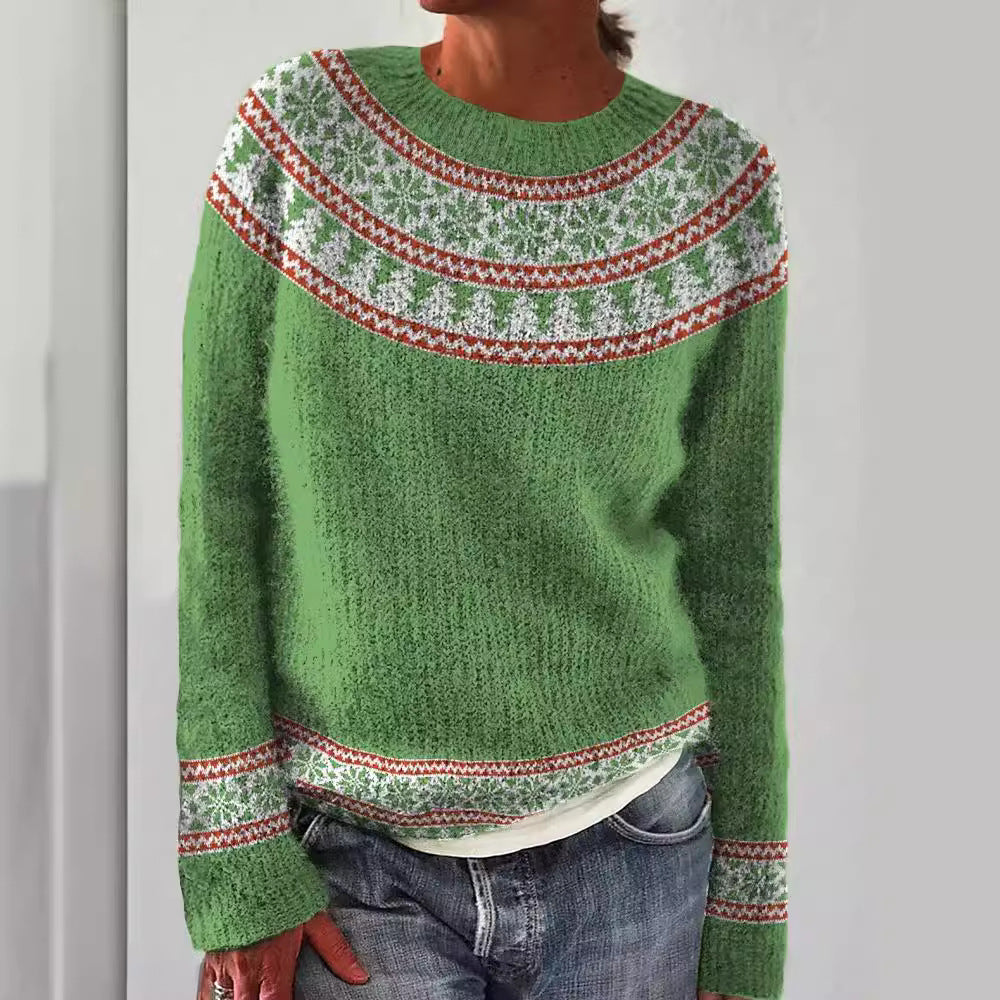 Women's Round Neck Multicolor Loose Fashion Pullover Sweaters