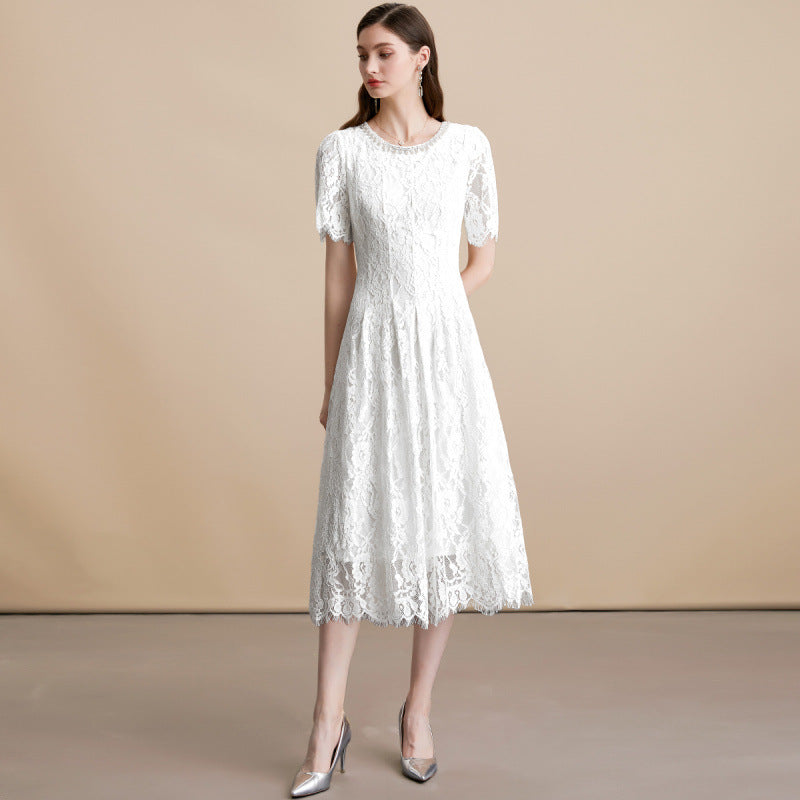 Women's Summer Rhinestone Round Neck Sleeve High-grade Dresses