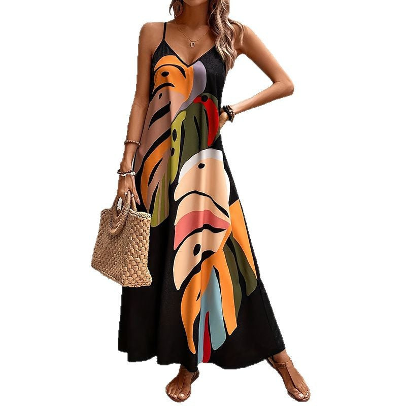 Summer Cool Strap Printed Elegant Street Dress