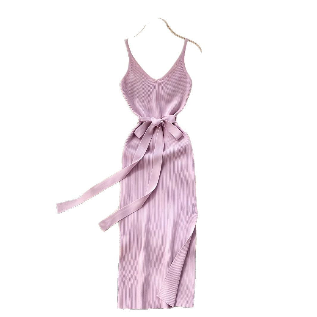 Elegant Casual Waist Slimming Knitted With Dress