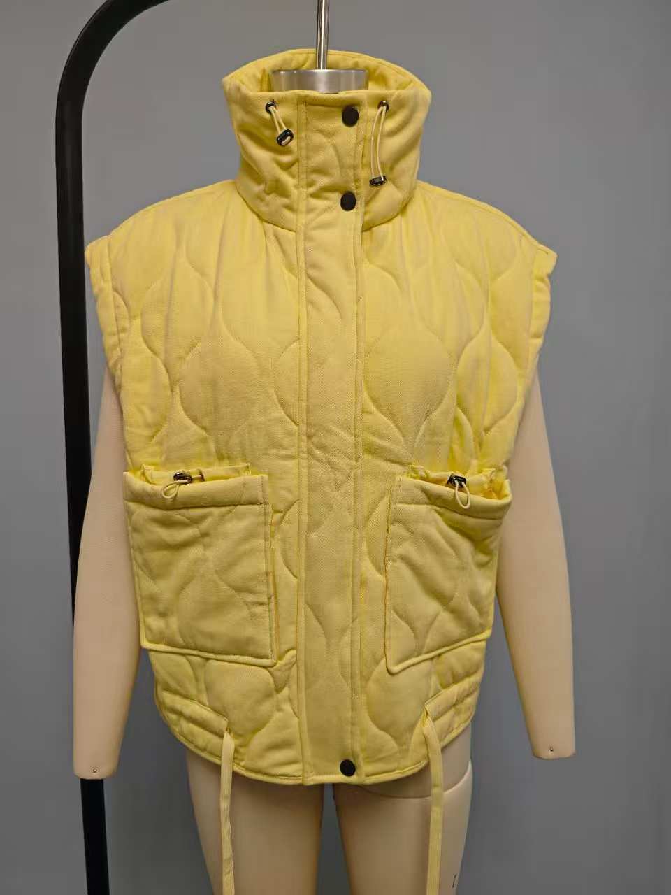 Women's New Rhombus Stand Collar Sleeveless Vests