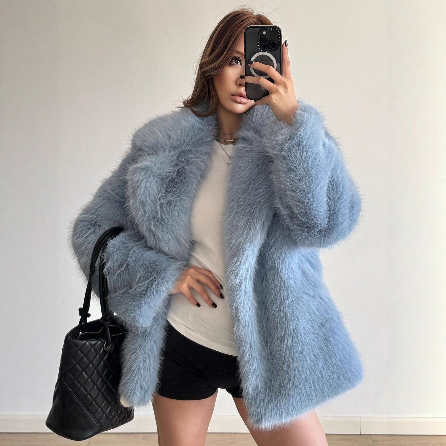 Women's Imported Fox Fur Mid-length Light Fashionable Coats