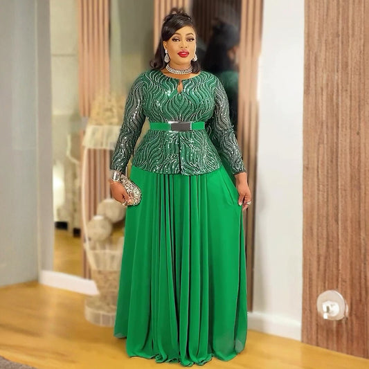 Women's Sequin Banquet Party Formal Dress African Dresses