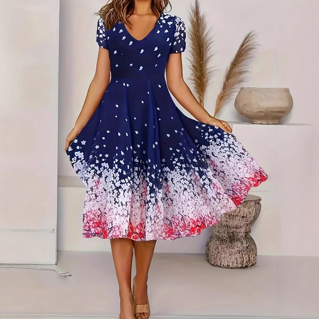 Trendy Popular Creative Women's Short-sleeved Printed Dress