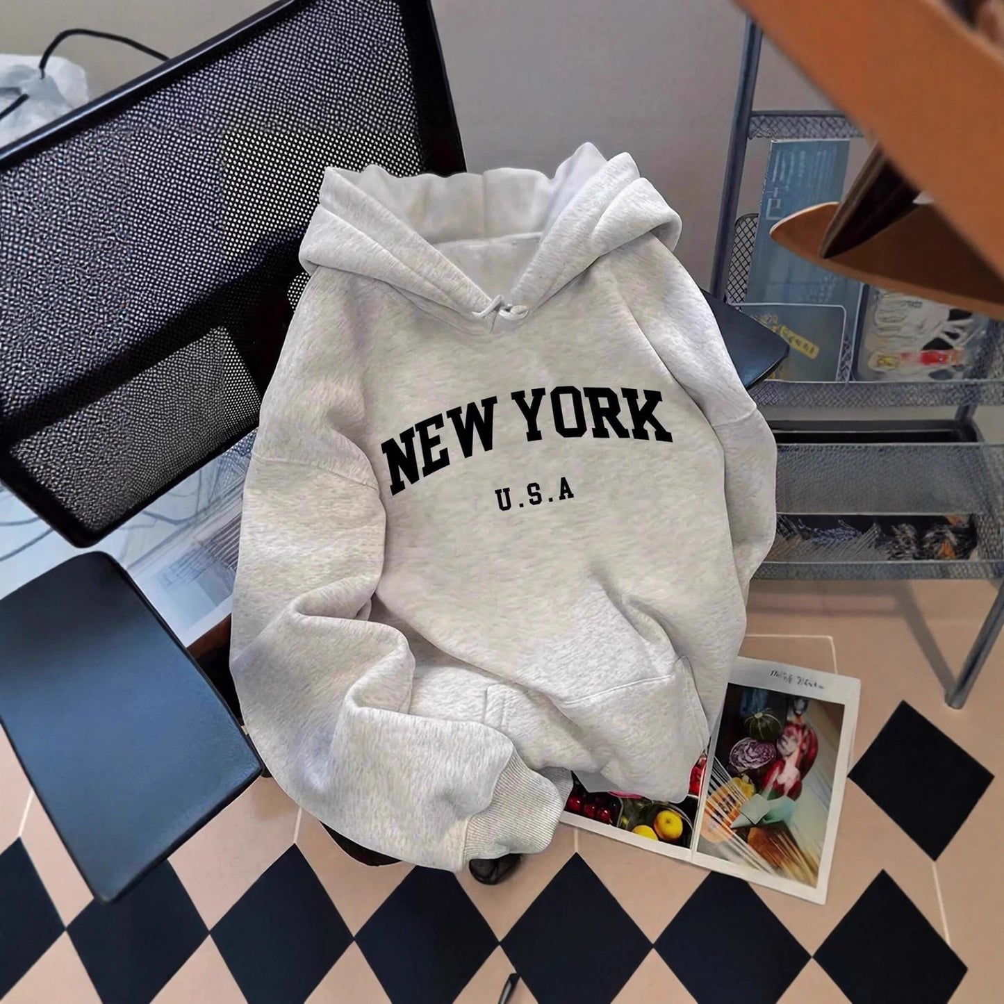 Women's Casual Home Heat Transfer Patch Printed Letters Loose-fitting Hoodie Women's Sweater, Sweater