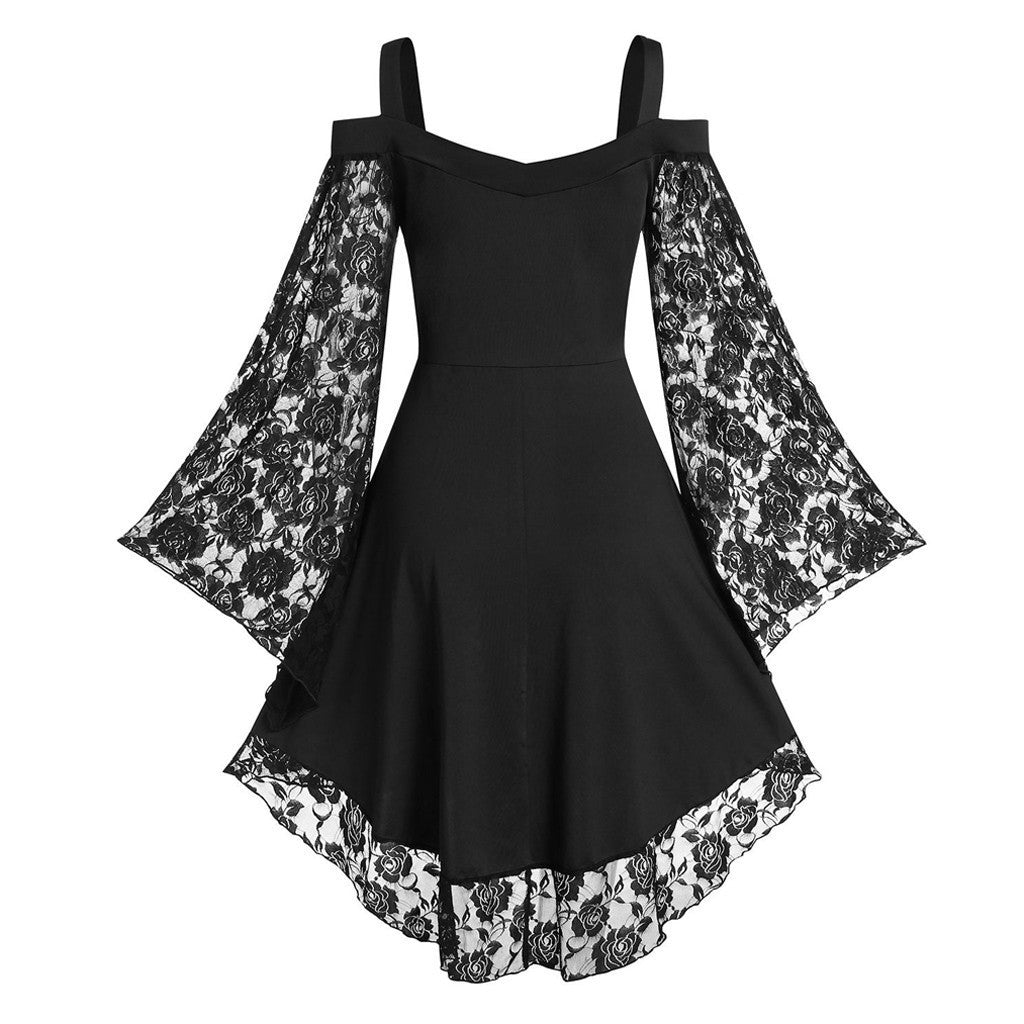 Women's Artistic Retro Lace Patchwork Flared Sleeves Clothing